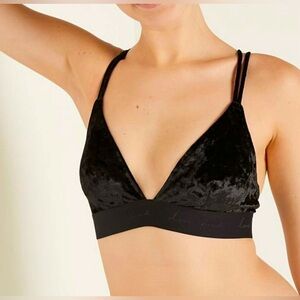 PINK | Victorias Secret | Black Velvet/Velour Triangle Bralette | NWOT